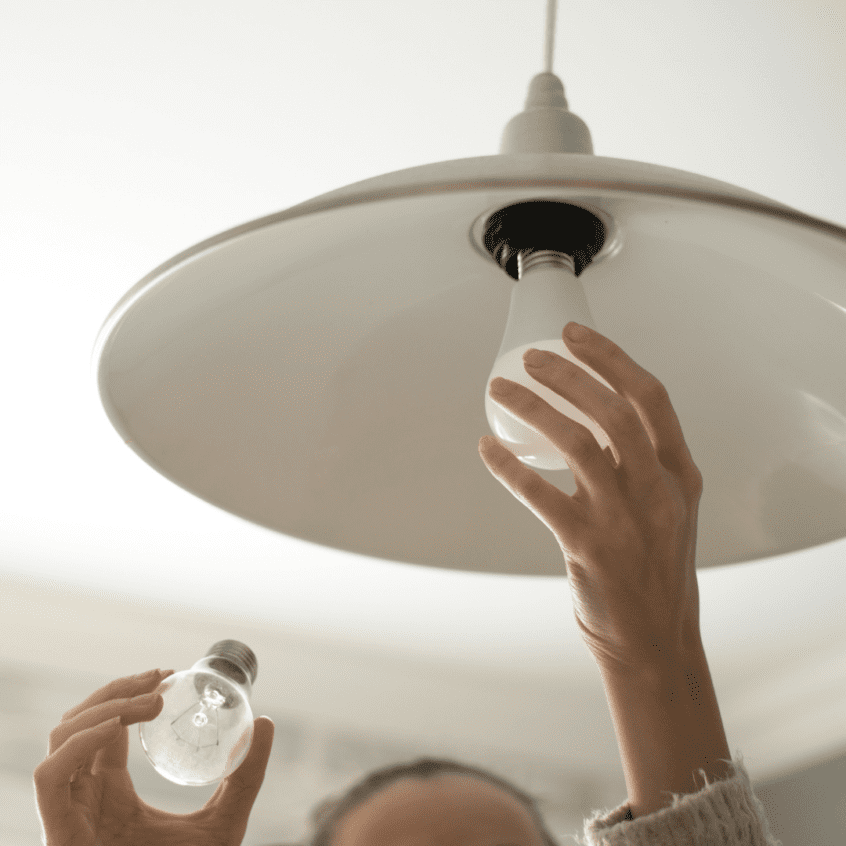 Image of LED lightbulb being installed