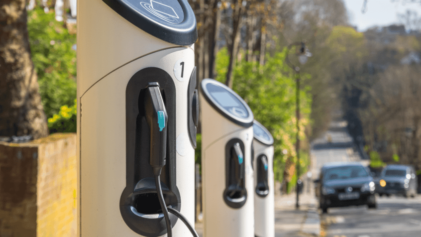 Image of EV chargers on road