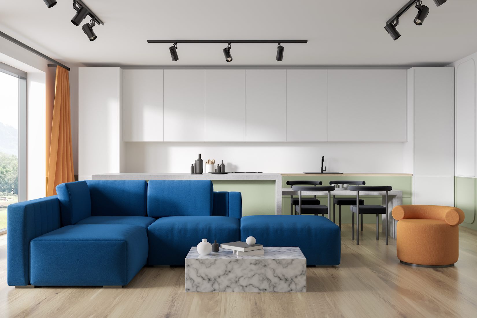 Spot light lamps installed on high bar